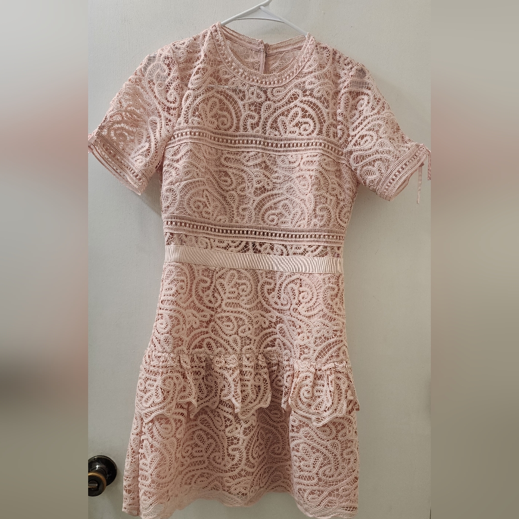 Self-Portrait Elegant Pink Lace Dress, Size 6.
